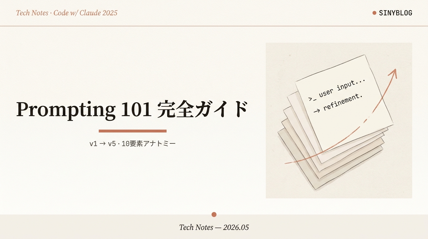Anthropic公式『Prompting 101』完全ガイド — Code w/ Claude 2025 で語られた10要素プロンプト設計とイテレーション実演を15章で再現